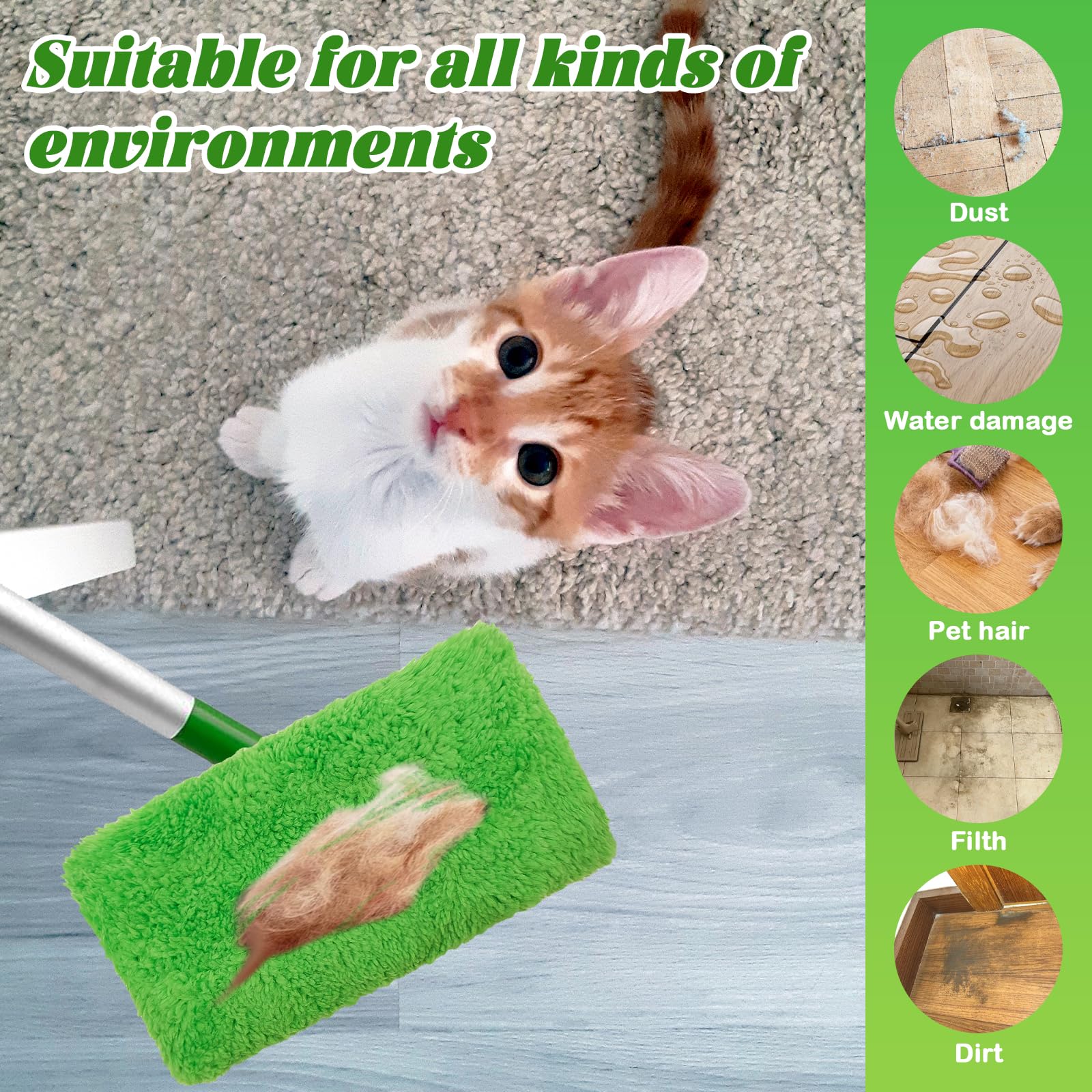 10 Unidades Toallitas de Microfibra para Mopa Swiffer, Paños Recambios de Mopa Lavables Reutilizables Toallitas para Secas y Húmedas