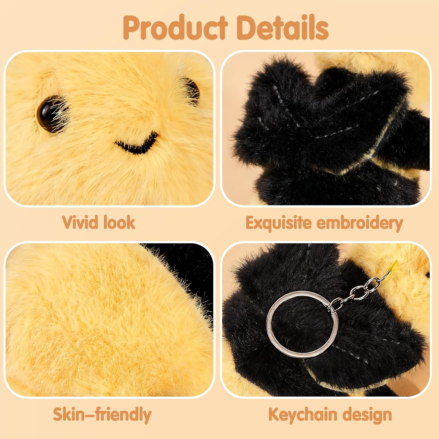 Niceup 4.7in Insect Stuffed Animal Keychains 6pcs Bug Party Favors Decor Toys Cute Small Plushies Spider Caterpillar Ladybug Ladybird Bumblebee Moth Snail for Halloween Kids Christmas Stuffer Gift