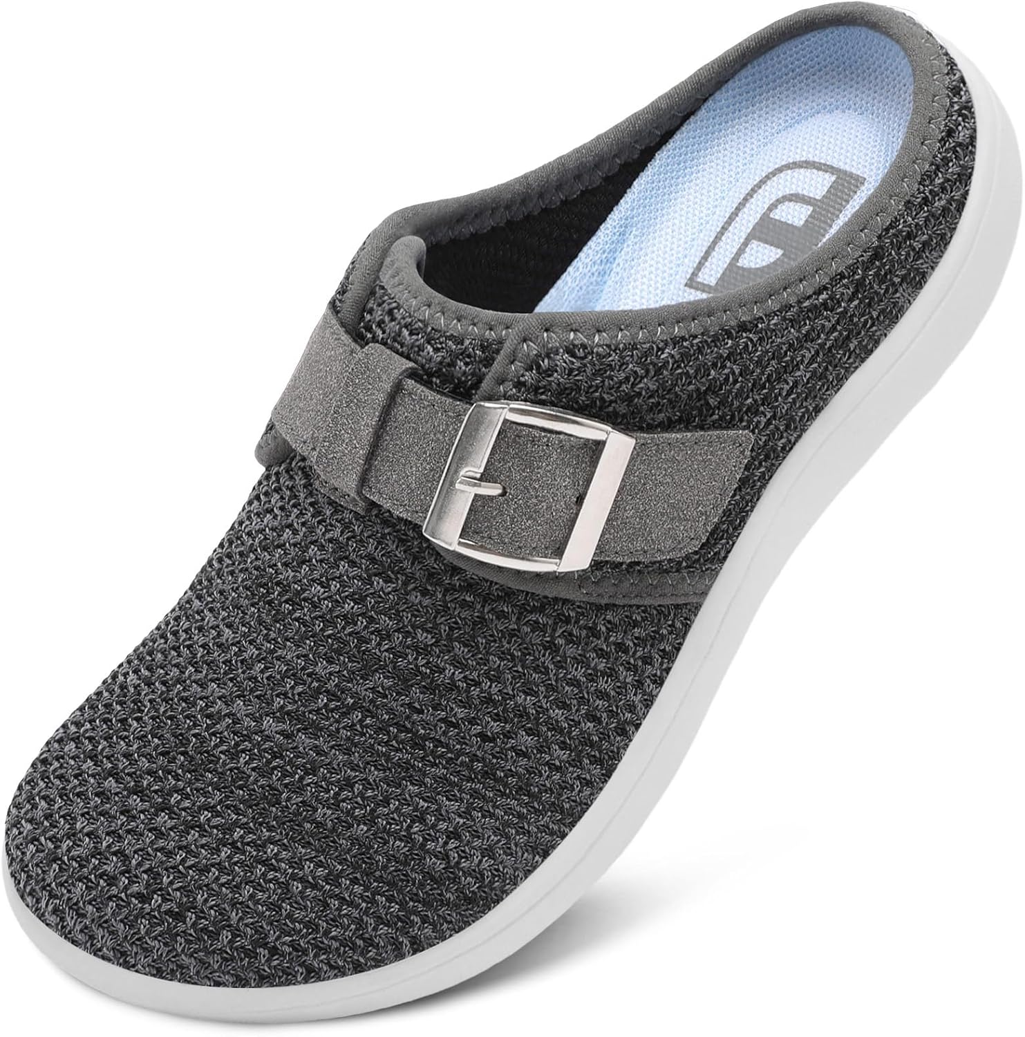 JOINFREE Womens Wide Slippers Adjustable Diabetic Mules Slip on House Slipper Clogs Breathable Comfortable Barefoot Walking Slipper for Arthritis Edema Swollen Elderly