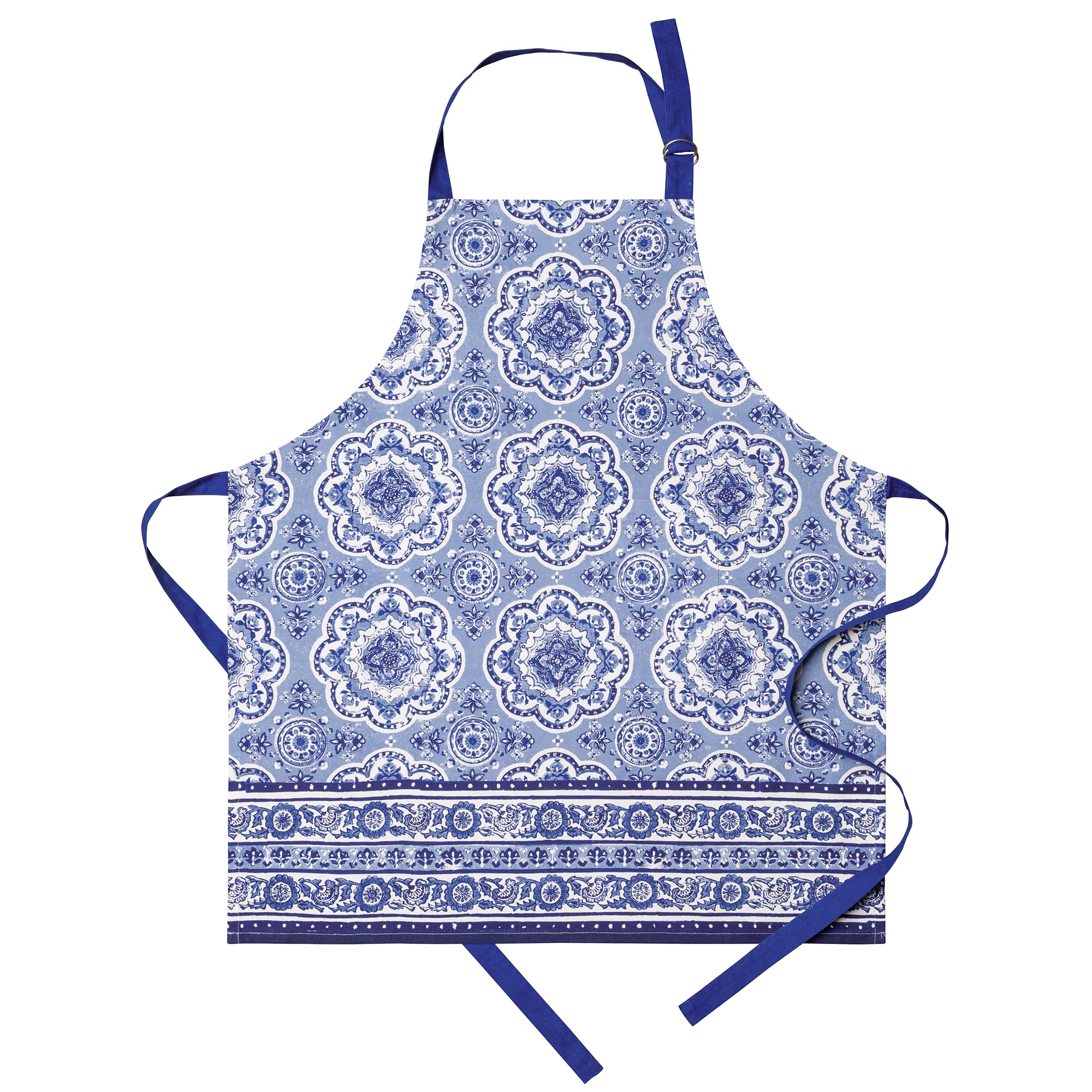 Maison D' Hermine Women's 012 - Melodie Bleue 100% Cotton Apron For With Pocket Kitchen Chef Spring Summer Apron For Men Cooking Gardening Server Waitress Maid - (Melodie Bleue, 85 Cm X 70 Cm)