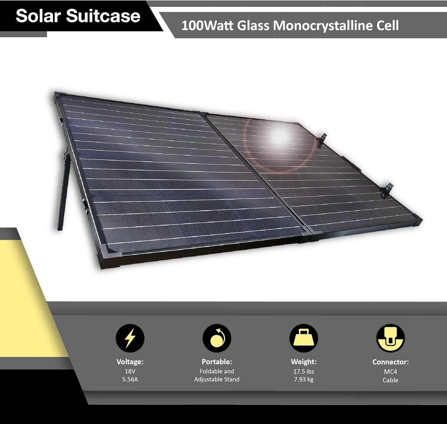 ❤ Crazy Deals ExpertPower 200Watt Glass Monocrystalline Cell Solar Panel Suitcase |2pcs 100W Foldable | Build-in Stand Frame |MC 4 Connector for Solar Powered Generator and Off Grid System One-Day Sale: Up to 80% Off ExpertPower 200Watt Glass Monocrystalline Cell Solar Panel Suitcase |2pcs 100W Foldable | Build-in Stand Frame |MC 4 Connector for Solar Powered Generator and Off Grid System