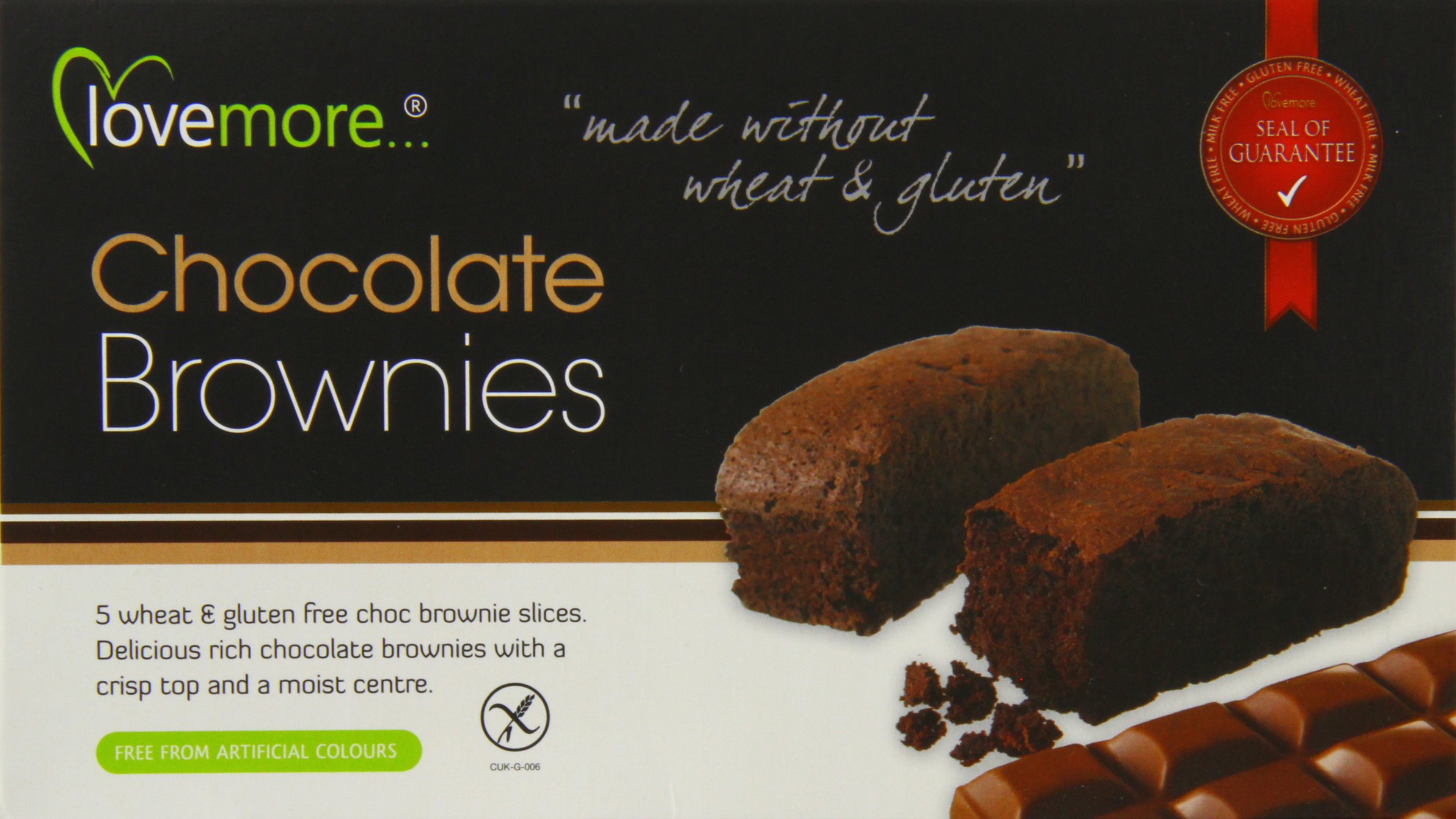 Lovemore Brownies al cioccolato senza glutine 180g 5 Brownies per confezione (confezione da 6, totale di 30 brownies)