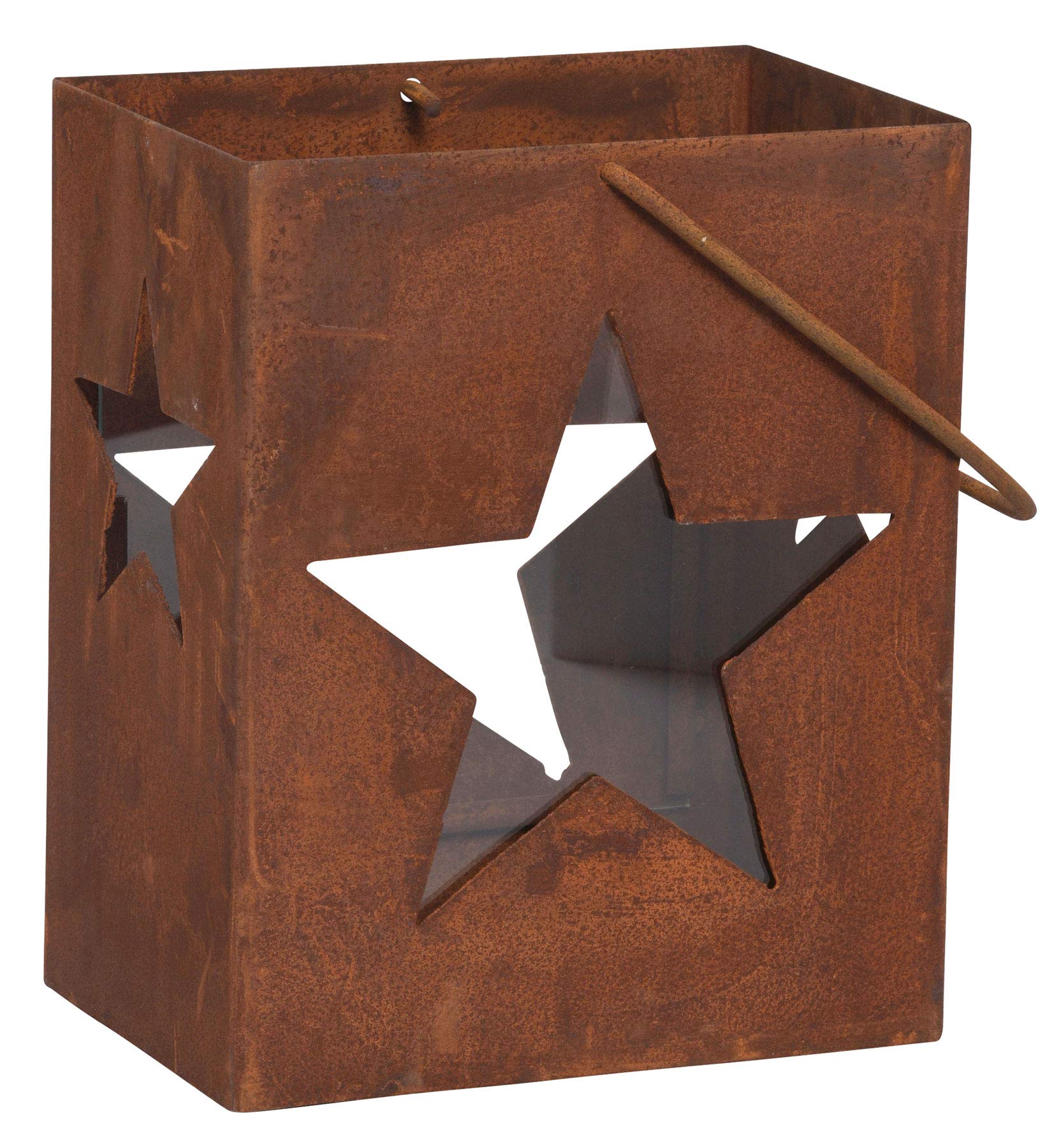 levandeo Farolillo de estrella de 28 cm de altura, para jardín, oxidado, decoración de jardín, color óxido