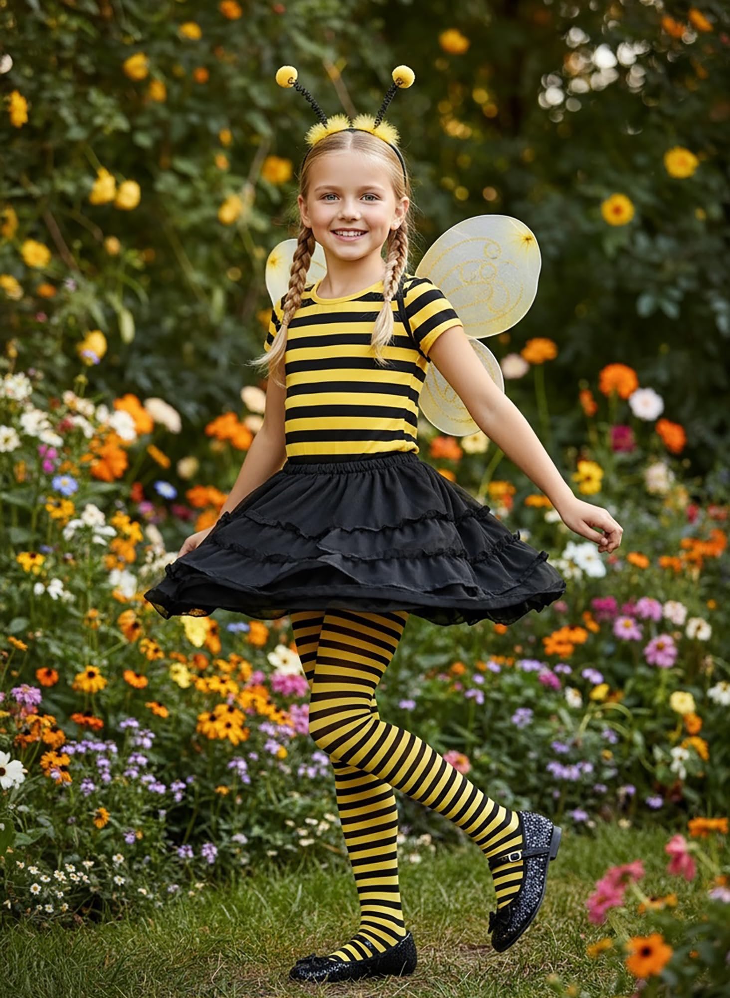 ToBeInStyle Medias cómodas a rayas coloridas para niña, adorables y divertidas