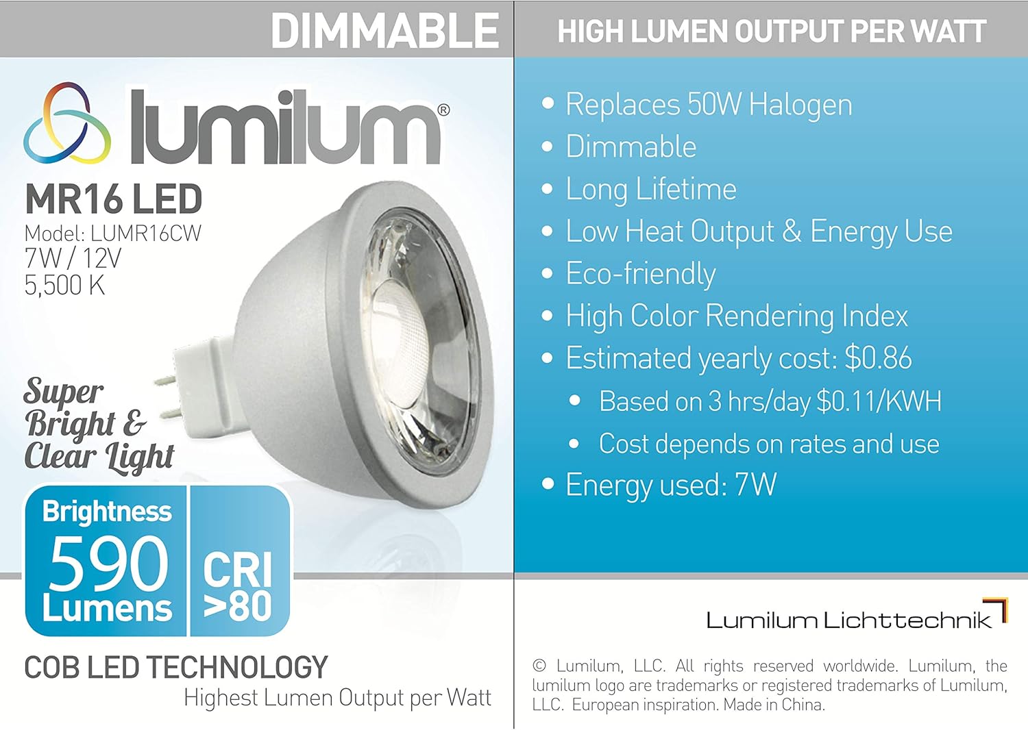 One-Day Sale: Up to 60% Off Lumilum MR16 LED Light Bulb – Professional 12V Dimmable (5500K – Cool White, 1 Bulb)
