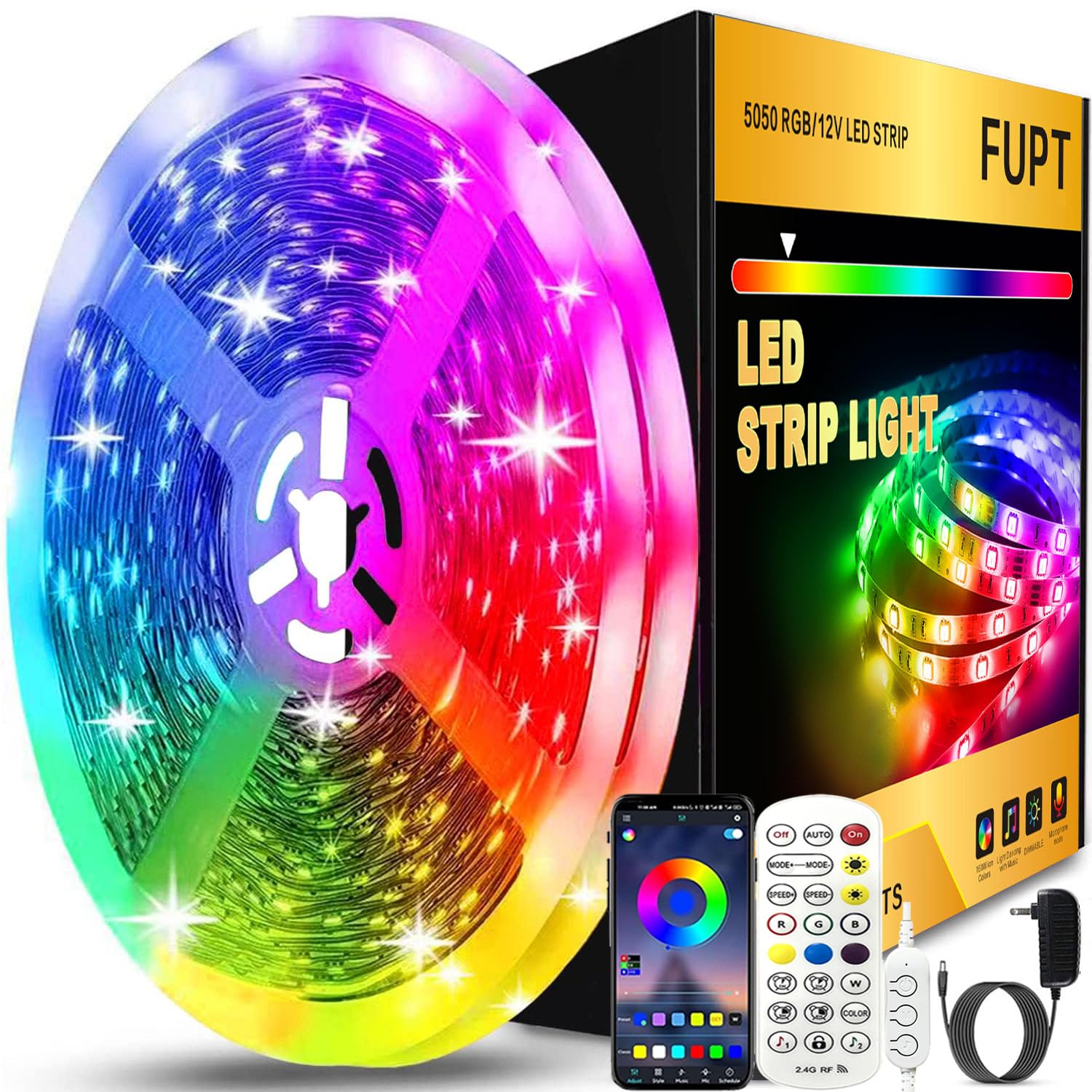 LED Strip 10M, RGB LED Streifen, Farbwechsel LED Lichterkette mit Fernbedienung, App-steuerung, Musikmodus, Timer-Einstellung, LED Band für Haus Schlafzimmer TV KücheDeko