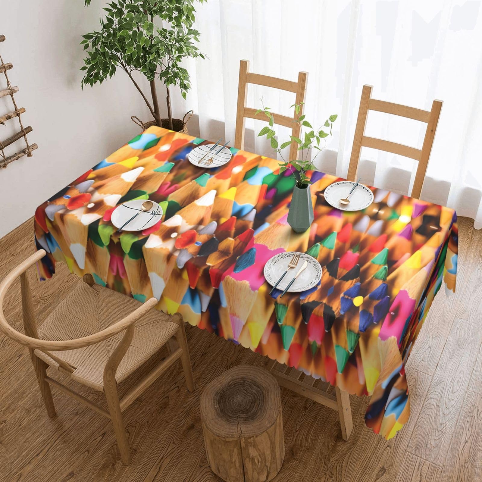 LPLSNWS Crayons Patterned square lace tablecloth, oil-resistant, washable, suitable for home use as a dining table cover.