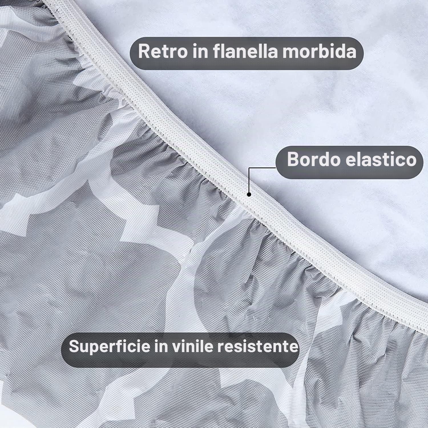 Dremisland Tovaglia rettangolare impermeabile in PVC marocchino con bordo elastico, retro in flanella, lavabile, resistente all'olio