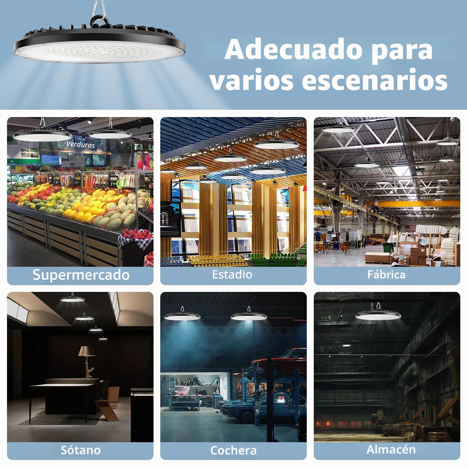 100W UFO LED de alta luz de la bahía,15000LM,6000K blanco frío lámpara de taller,IP65 impermeable LED Iluminación Comercial para Garaje Fábrica Taller(4 Pack,100W)