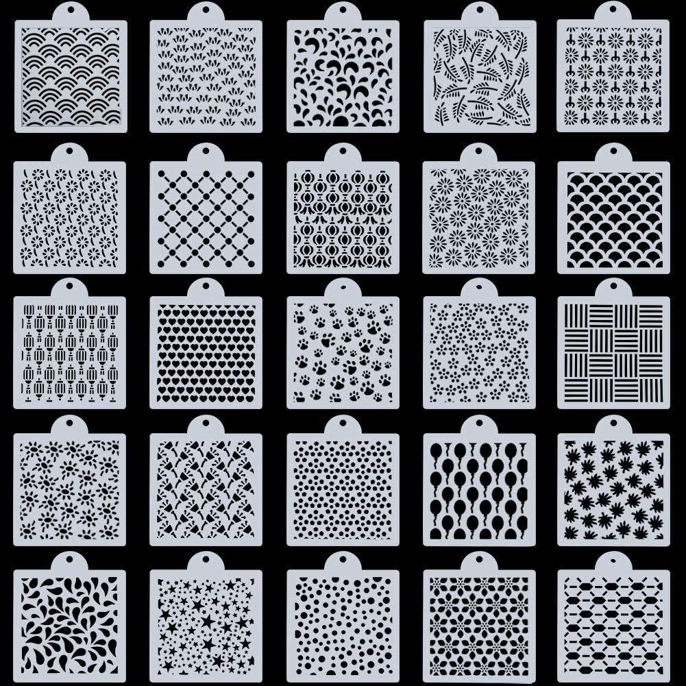 25 Pieces Cookie Stencil, Cupcake Stencil Baking Templates Food Decorating Stencils for DIY Craft Wedding Birthday Party