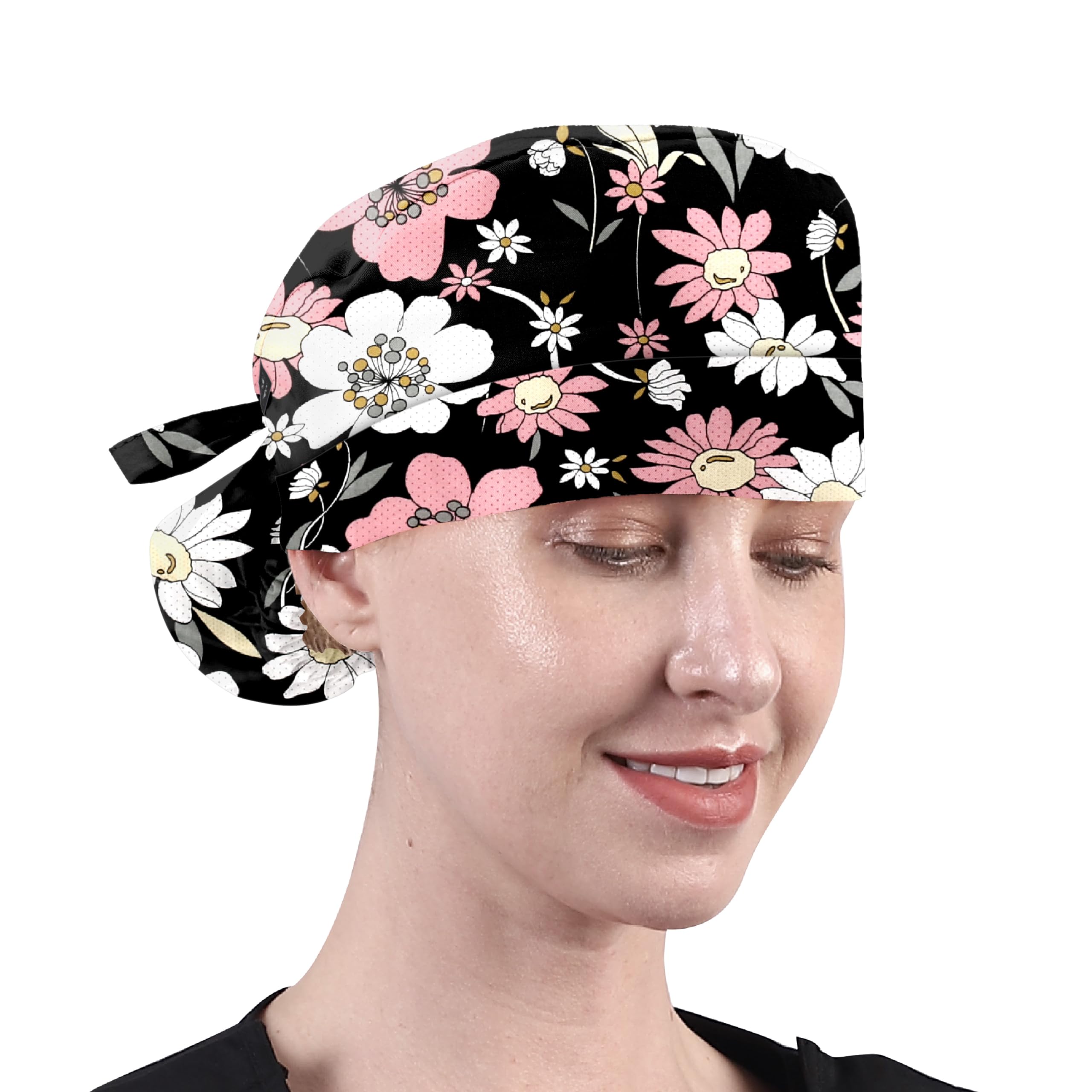 GUOER Long Hair Working Cap for Women Scrub Caps Can Store Long Hair One Size Multi Color