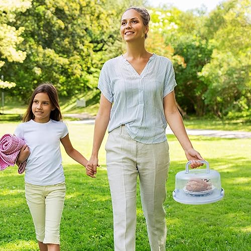 Miniatura 7 de DOITOOL Porta tartas de plástico con mango plegable para pasteles de 8 pulgadas, contenedor redondo portátil para transportar pasteles, pasteles,