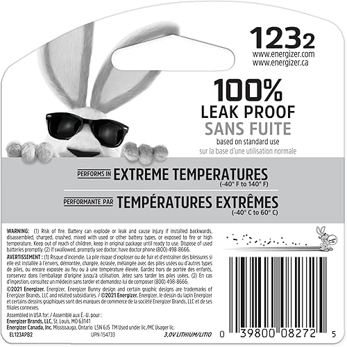 Miniatura 8 de Energizer 123 baterías de litio (paquete de 2), baterías fotográficas de 3V