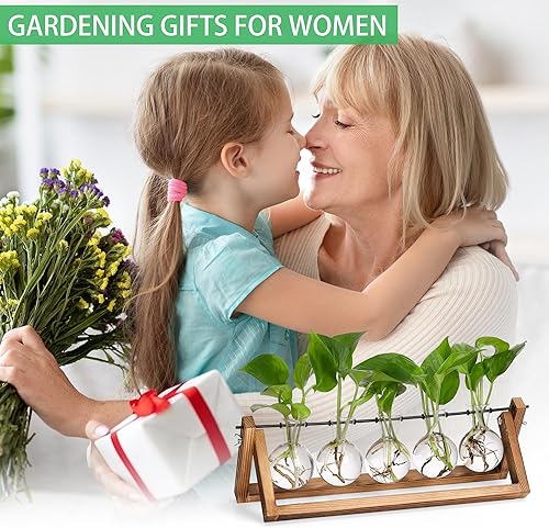 Miniatura 60 de YIBOT Estación de propagación de macetas para colgar en la pared, florero de cristal para plantas hidropónicas, terrario de plantas con soporte