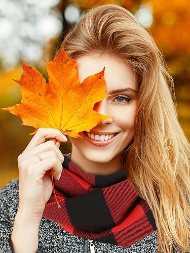 Miniatura 2 de SATINIOR Bufanda de lana cuadriculada para mujer, 2 piezas, bufandas de invierno, manta cálida, bufanda a cuadros