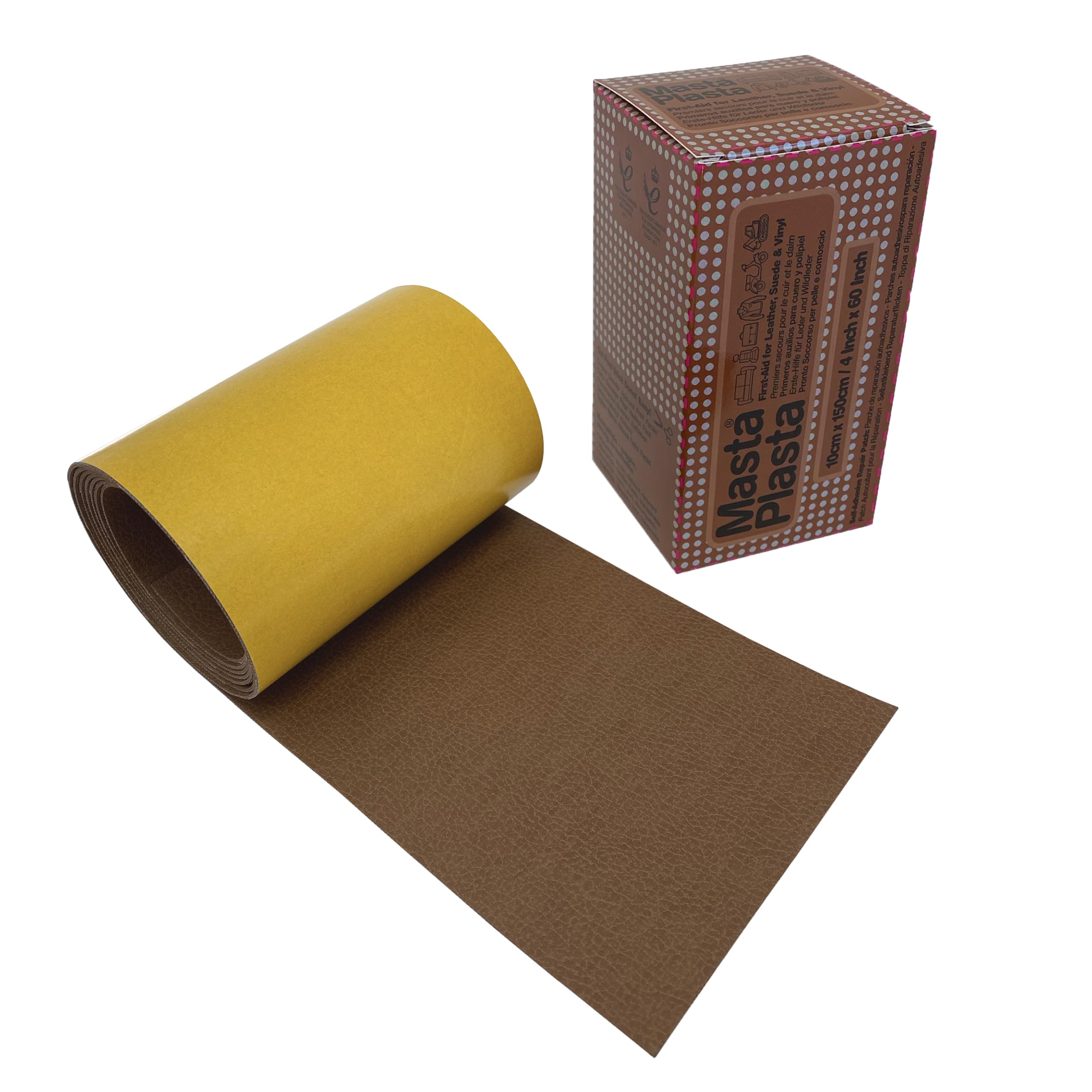 MastaPlasta The Original All-in-One Leather Repair Kit Self Adhesive Leather Repair Patch for Sofas - Tan 150 x 10 cm (60 x 4in). Easy Upholstery-Quality Leather Repair for Car Seats & DIY