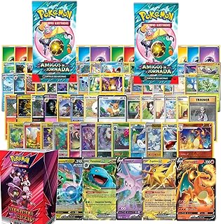 40 Cartas Pokemon Nenhuma Repetida + 2 Boosters Pokémon Lacrados Amigos de Jornada