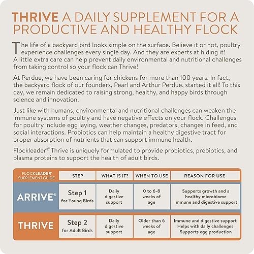 Vista 2 de Thrive, Daily Probiotic & Prebiotic Poultry Supplement for Chickens 8+ Weeks Old, 8 oz FlockLeader Arrive