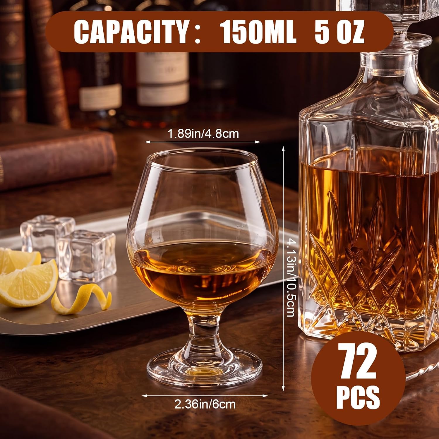 Mifoci 72 Pcs 5 oz Cognac Glasses Brandy Snifter Short Stem for Whiskey