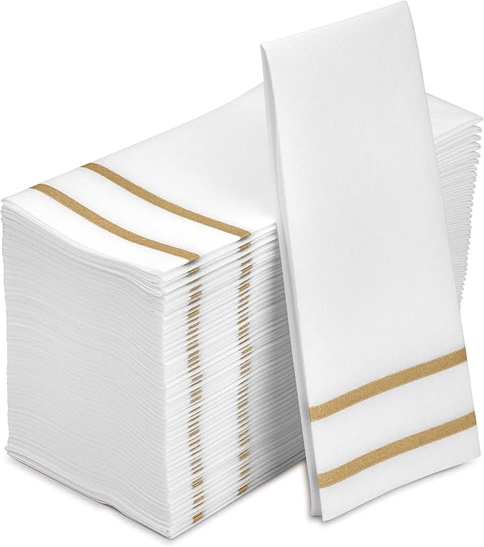 Fete Decorative Hand Towels Disposable, Gold Design 100