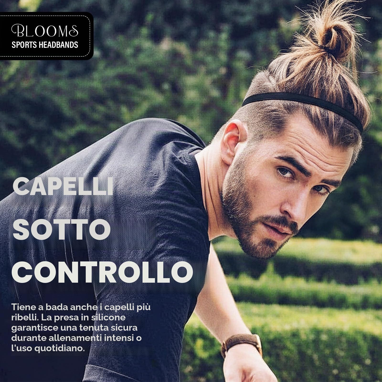 Blooms 6 Pezzi Fascia Capelli Sportiva - Fascetta Capelli Uomo Antiscivolo Sottile Cerchietto Elastico Sport per Yoga, Calcio, Basket, Fare Jogging, Tennis