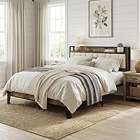 Vista 44 de LIKIMIO Marcos de Cama Twin XL, Cabecera de Almacenamiento con Estación de Carga, Sólido y Estable, Sin Ruido, No Necesita Somier, Fácil Montaje