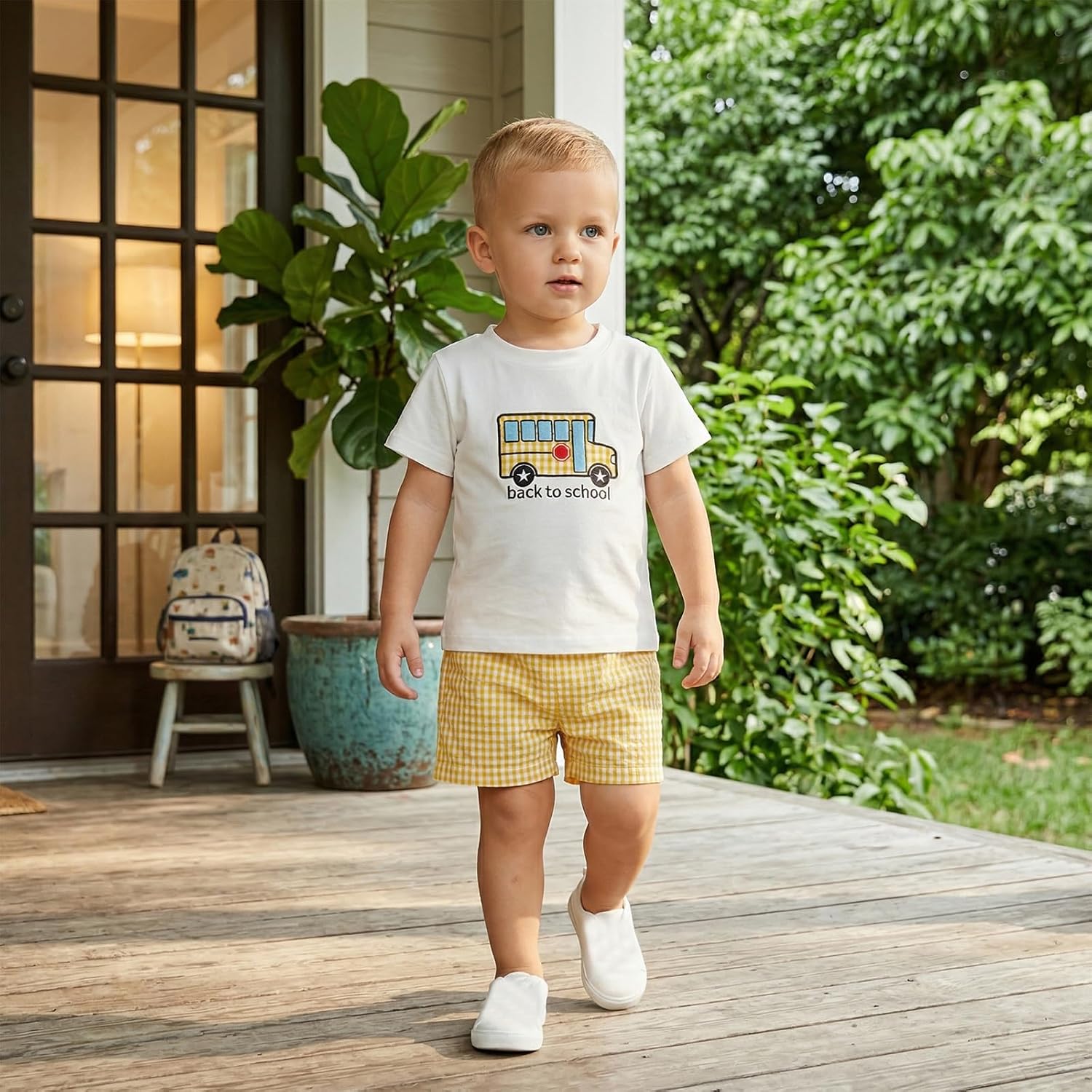 Toddler Boy Back to School Outfits T-Shirt Shorts 2 Piece Set | Baby Boys Back-to-School Outfits for First Day of School, Pre-K, Summer Daily Wear, for Boys 18 Month-6 Years