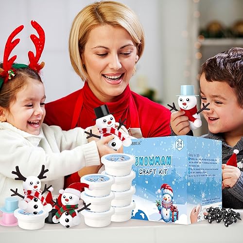 Miniatura 4 de BANBBUR Paquete de 24 rellenos de calcetines para niños, manualidades de Navidad para niños a granel, kit de construcción de muñeco de nieve,
