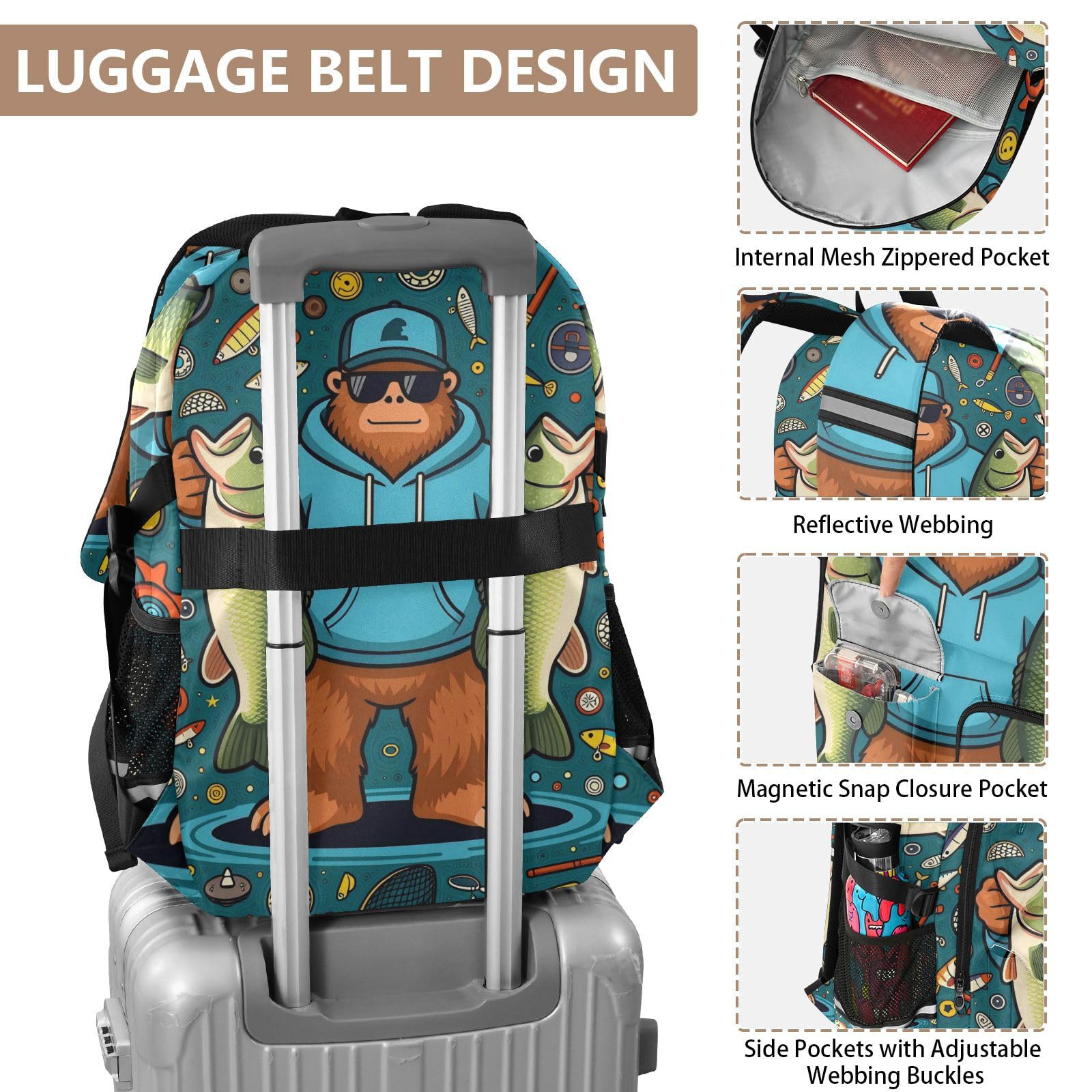 Reiserucksack, Cartoon-Design, coole Angel-Gorilla-Schultasche für Teenager, Jungen