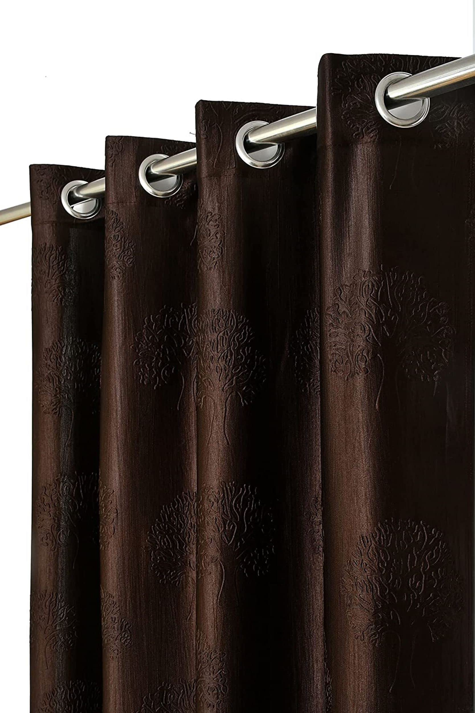 Kiara Creations Semi-Sheer Curtains for Long Door 9ft Brown Pack of 2