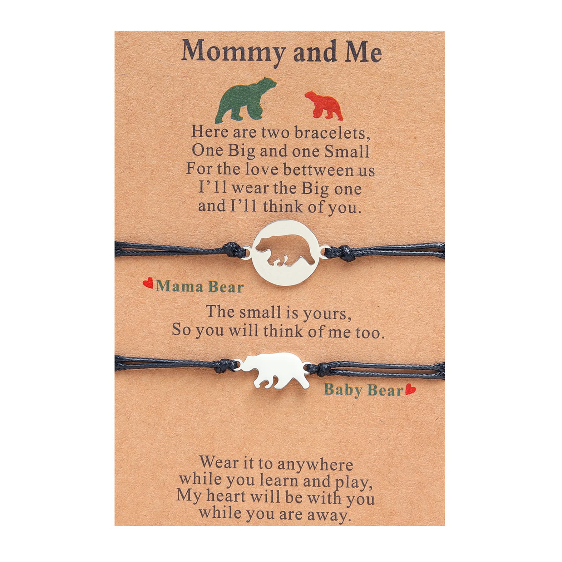 GUANGHE Mother Daughter Bracelet Set for Mom Gifts from Daughter Matching Heart Wish Bracelets Mommy Me Grandma Mothers Day Gifts