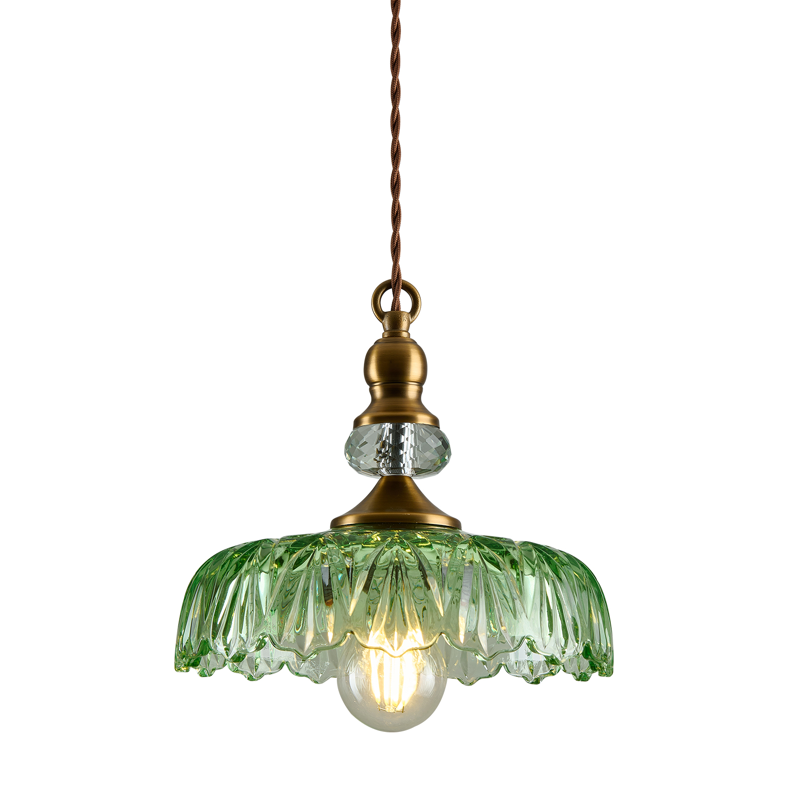 Image of CVKASH Vintage Glass Pendant Light Fixture Green Adjustable Chandelier Modern Gold Hanging Ceiling Light for Farmhouse Dining Room Living Room Bedroom Entryway Kitchen Island