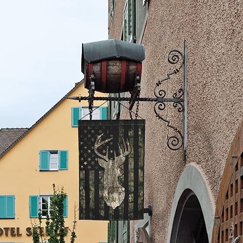 Miniatura 2 de Bandera estadounidense de camuflaje con diseño de camuflaje, bandera de caza, ciervos, para jardín, fiesta de bienvenida, decoración al aire libre,