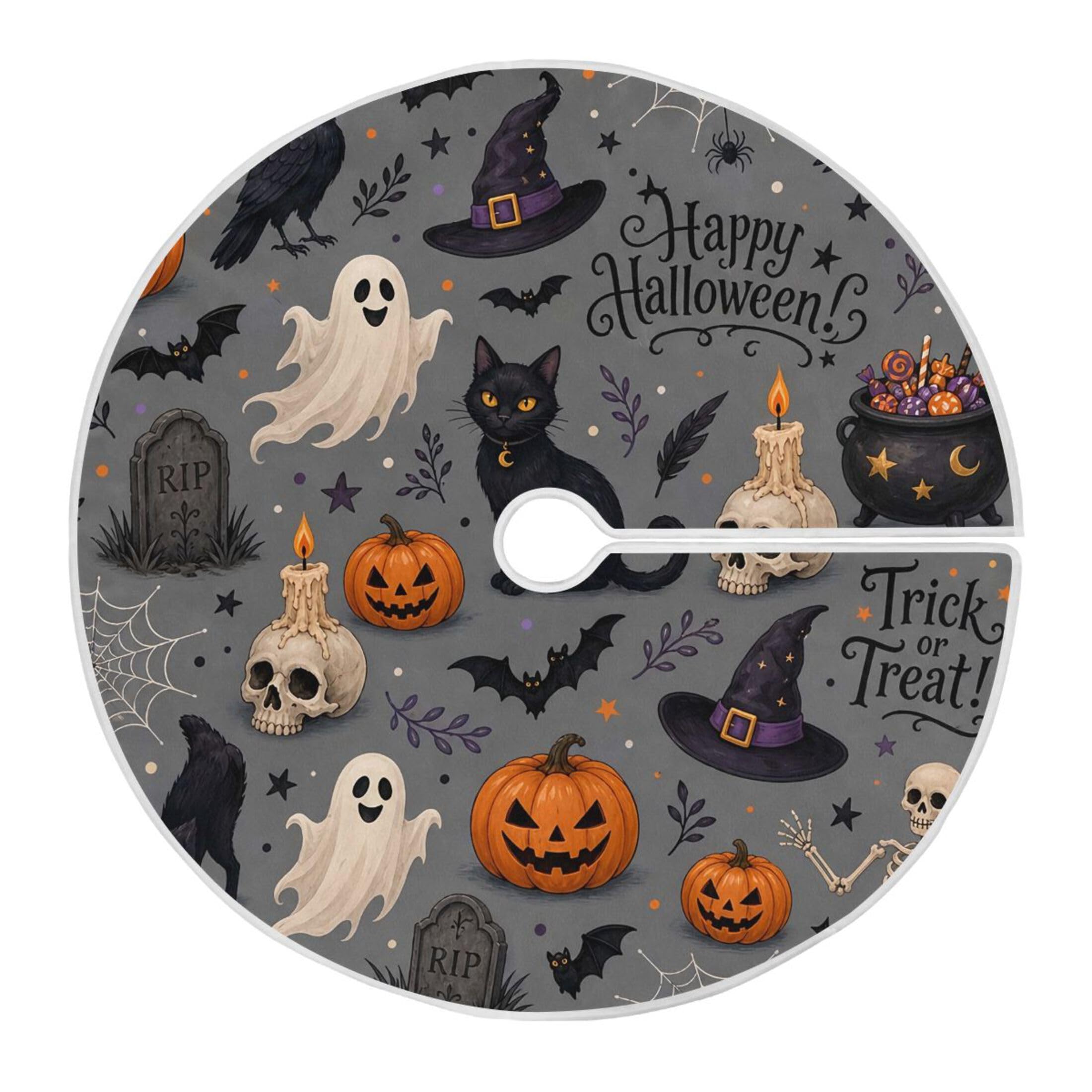 Fuauuyl Halloween Christmas Tree Skirt 36 in Indoor Outdoor Tree Mat for Farmhouse Holiday Party Decoration