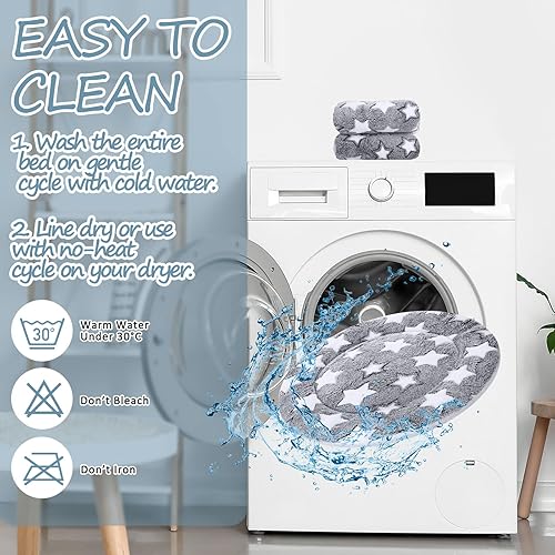 Miniatura 5 de VitalCozy Paquete de 2 almohadillas autocalentables para gatos, reversibles, lavables a máquina, reflejan el calor corporal, térmica, redonda, para