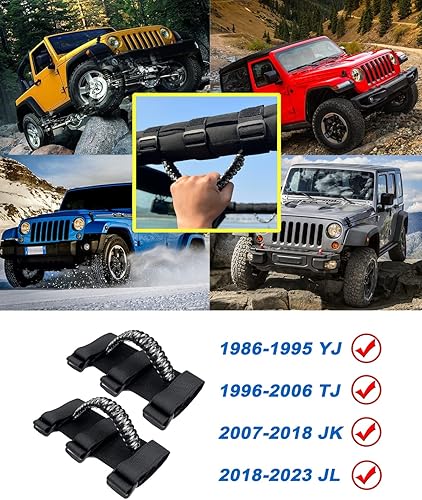 Miniatura 4 de Asas de agarre de barra antivuelco, asas de agarre de cuerda de paracaídas para Jeep Wrangler YJ TJ JK JKU JL JLU, asas de agarre duraderas, barras