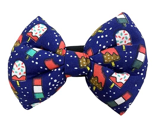 Ice Cream Dog Bow Tie, Quirky Dog Bow Tie (Blue)