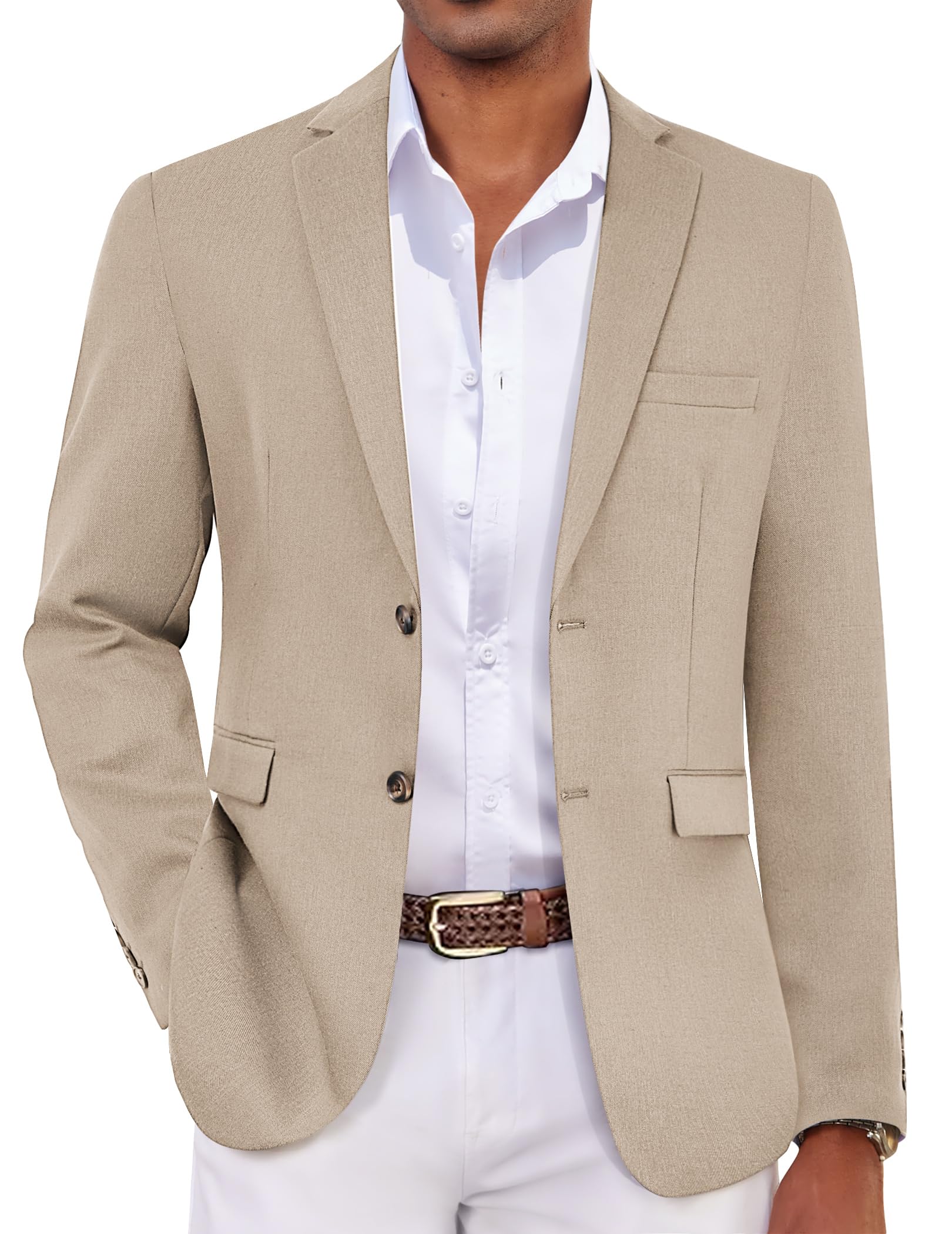 COOFANDY Men's Casual Blazer Sport Coats and Blazers Lightweight Two Botton Business Linen Blazer Suit Jacket