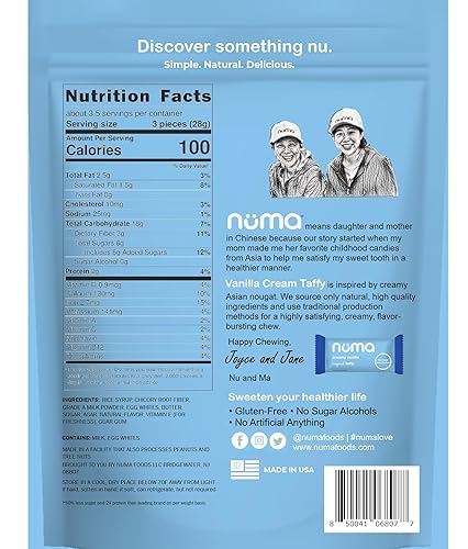 Miniatura 3 de Caramelo saludable de crema de vainilla  Bajo en azúcar, alto en proteínas, bajo en calorías, todo natural, sin gluten  3 bolsas con 10 masticables