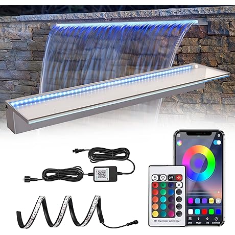 espejo fuente de agua de pared 36 '' APP Control Waterfall Spillway