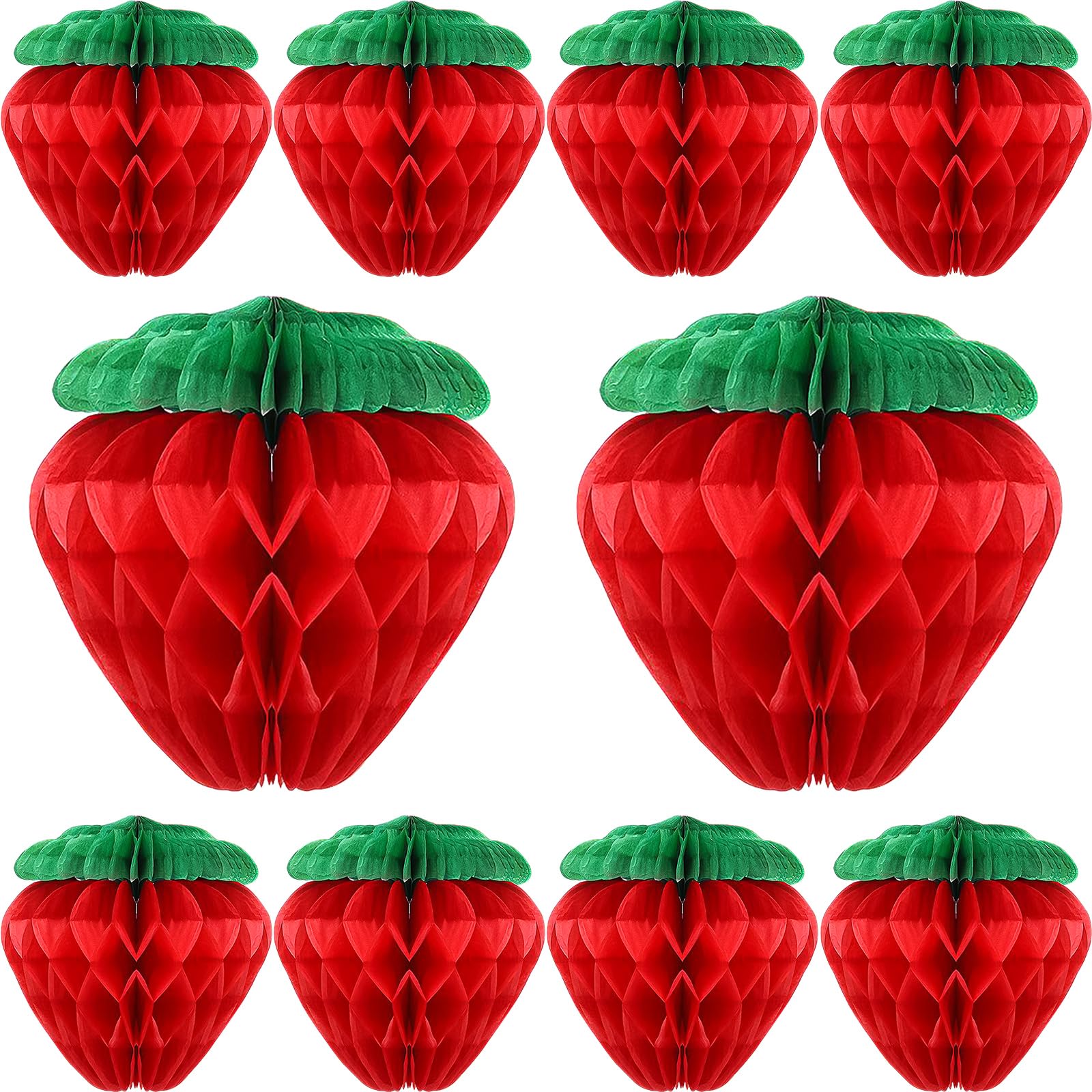 8 Lanterne Di Carta A Forma Di Fragola | Rosse E Rosa 21x20 Cm | Decorazioni Festa A Tema Frutta