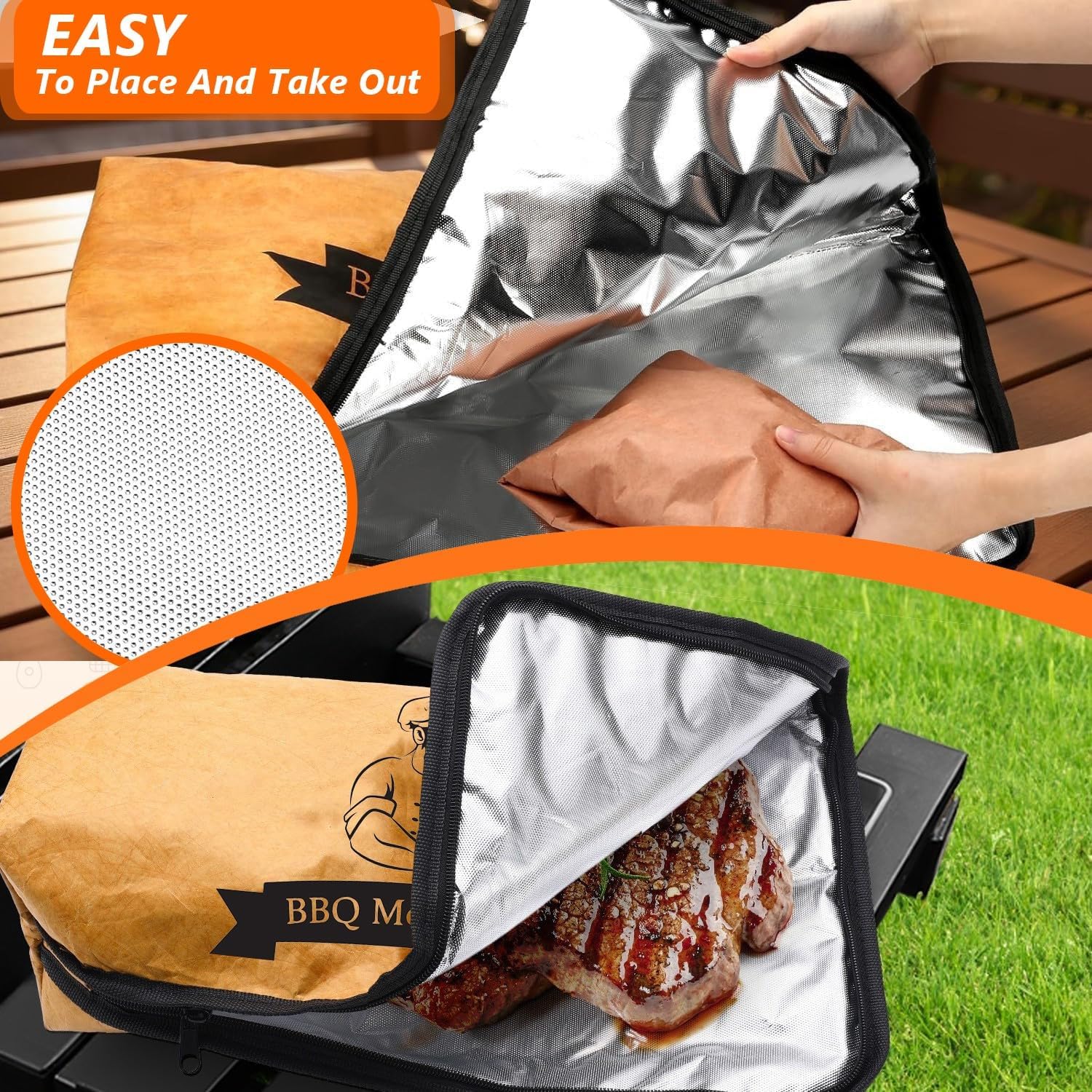 21inch BBQ Blanket for Resting Meat, Christmas Gift Meat Resting Blanket Insulated Smoker Grilling Bag for Juicy Flavorful Meats, Ribs, Pork & More Durable, Easy to Clean & Portable - Image 5