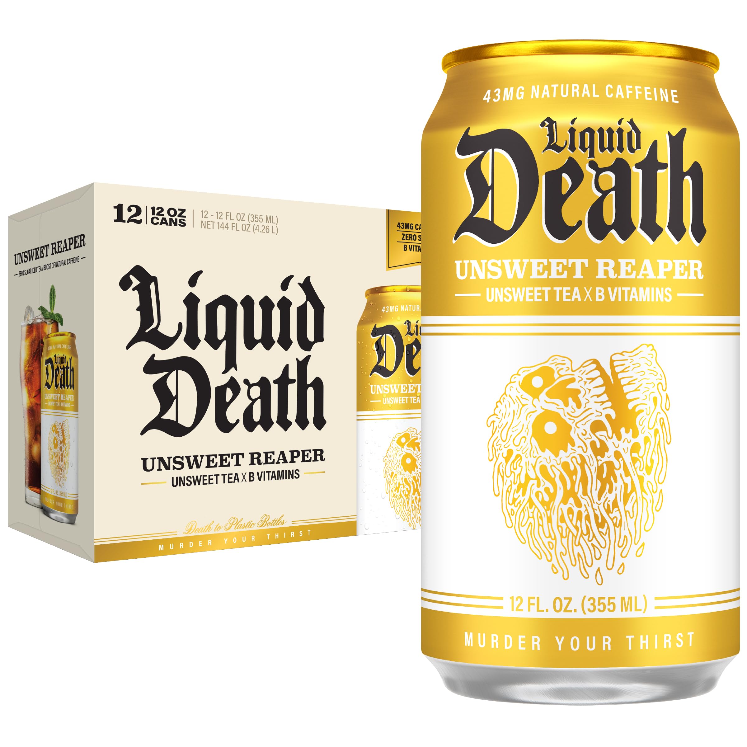 Amazon.com : Liquid Death Iced Tea - Unsweet Reaper, Less Sugar