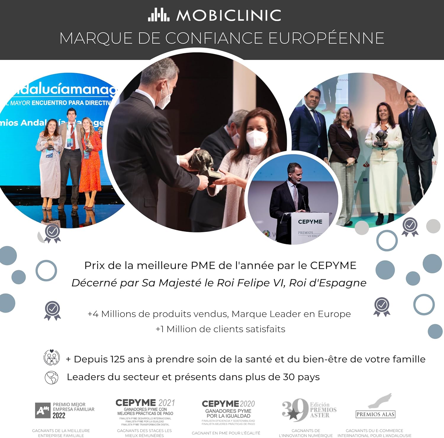 Mobiclinic European Company logo and achievements