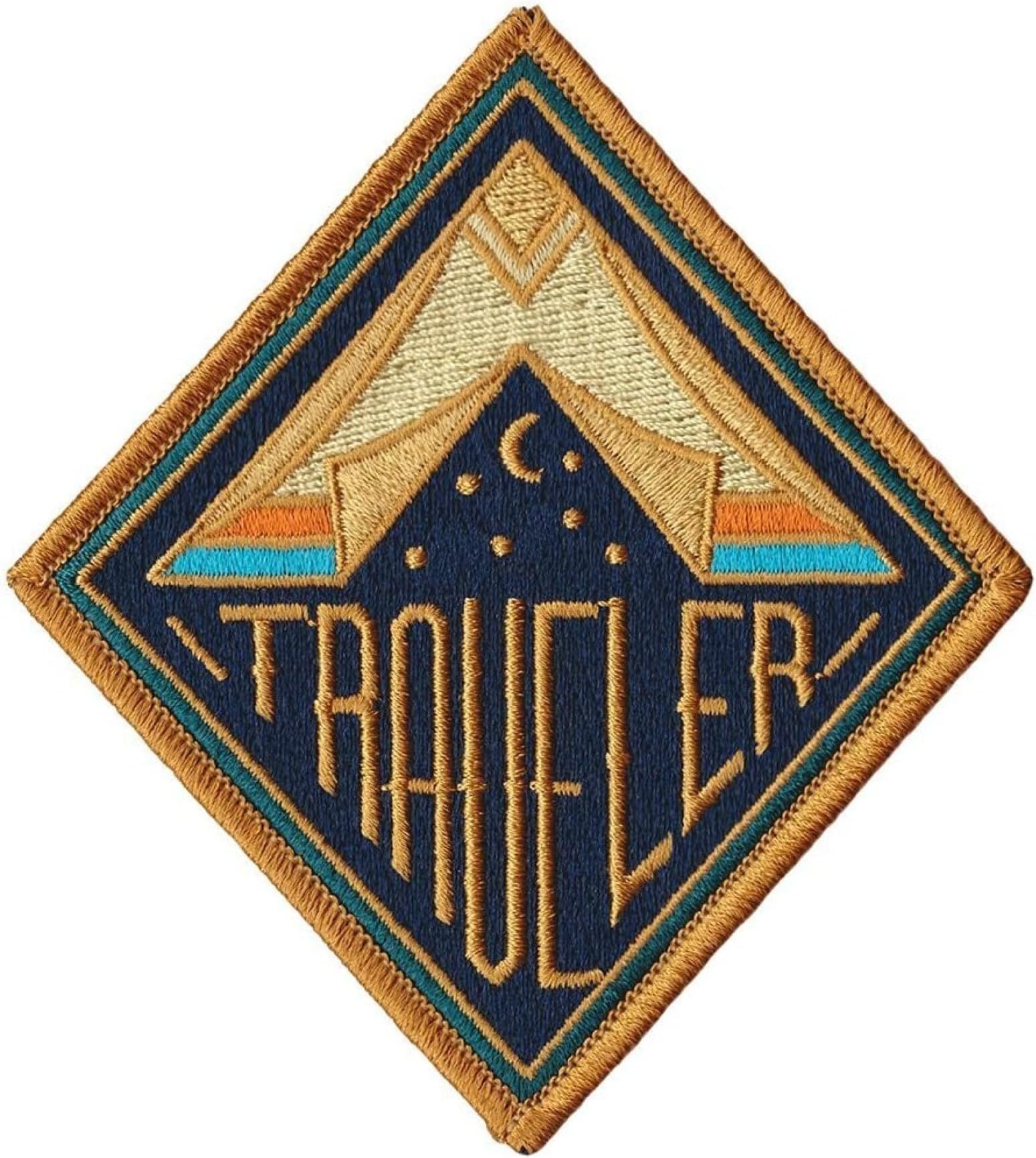 Karma Patch 3.5 Inch Traveler Embroidered Fabric Applique Patch, Iron-on or Sew-on, Triangular, 1 Piece, Holiday, Multicolored, Large, DIY Gift