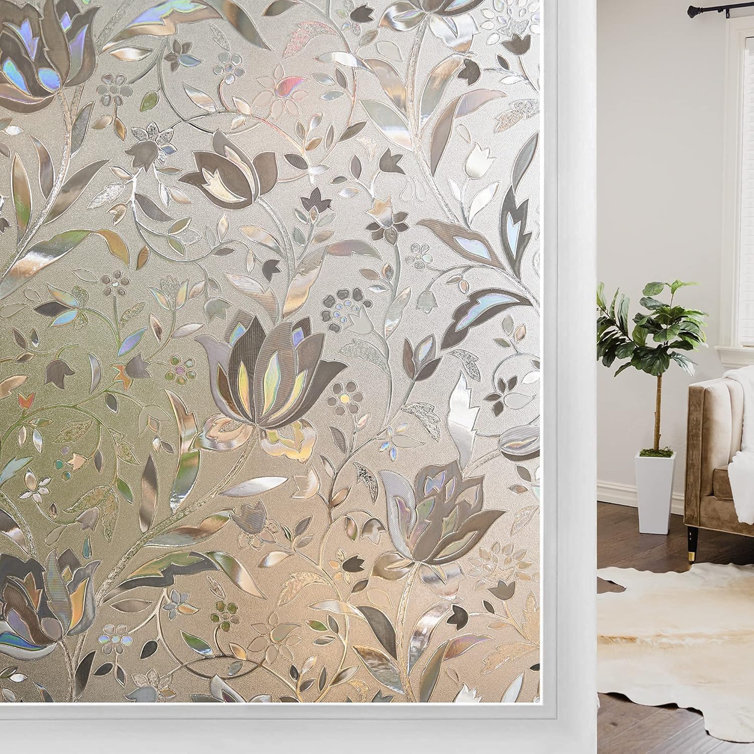 HOME13™ Frosted Glass Film Window Privacy Film Static Cling Decoartive Frosted Window Film Heat Control Frosted Glass Sticker for Home & Office (24 x 52 Inch, Glass Flower) (B0BYZD78NG) Amazon Price History, Amazon Price Tracker