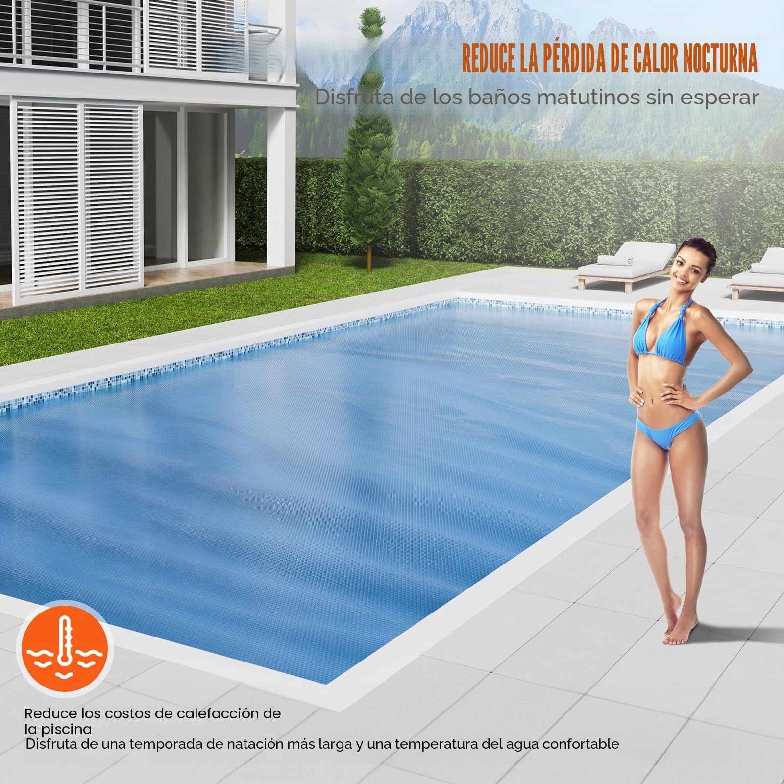 VEVOR Cubierta Solar para Piscina Manta Solar Rectangular de 7,32 × 3,66 m para Piscinas Cubierta Solar para Piscina Enterrada sobre el Suelo Cubiertas Solares de Color Azul de 12 mil para Piscinas