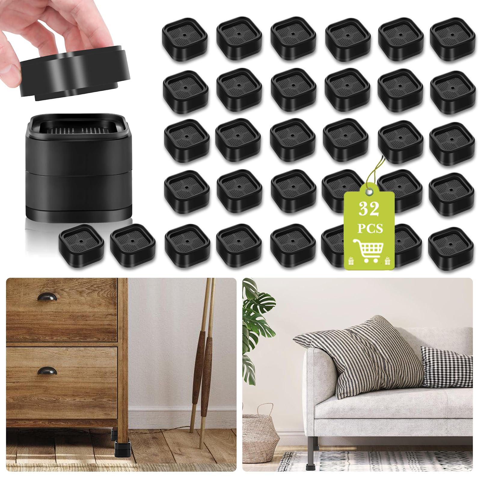 Amazon.com: 32 Pack Furniture Risers 1,2 or 3 Inch, Adjustable Bed ...