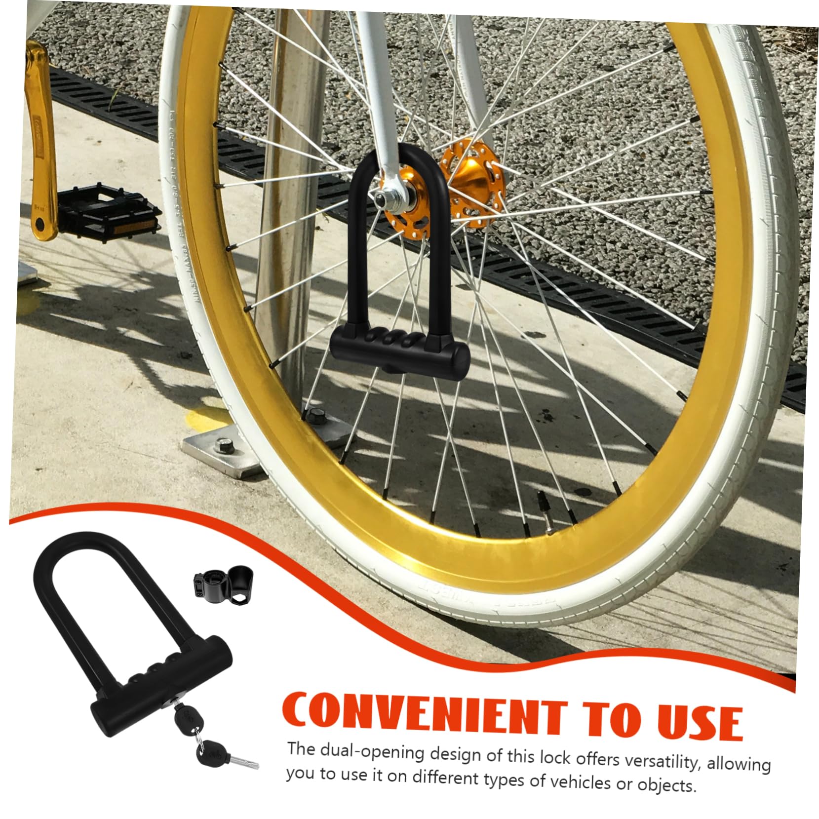 Antivol de Vélo en U Noir en Silicone et Fer, Double Ouverture | Anti-coupe, Haute Résistance, Sécurité Maximale, Protection Fiable, Format Compact pour Vélo et Moto