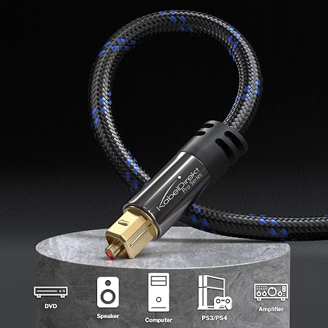 KabelDirekt Optical Audio Cable 5ft, Braided Soundbar